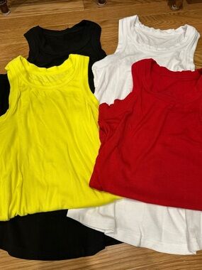Classic Scoop Neck Tank Top Set - Red, White, Black & Yellow